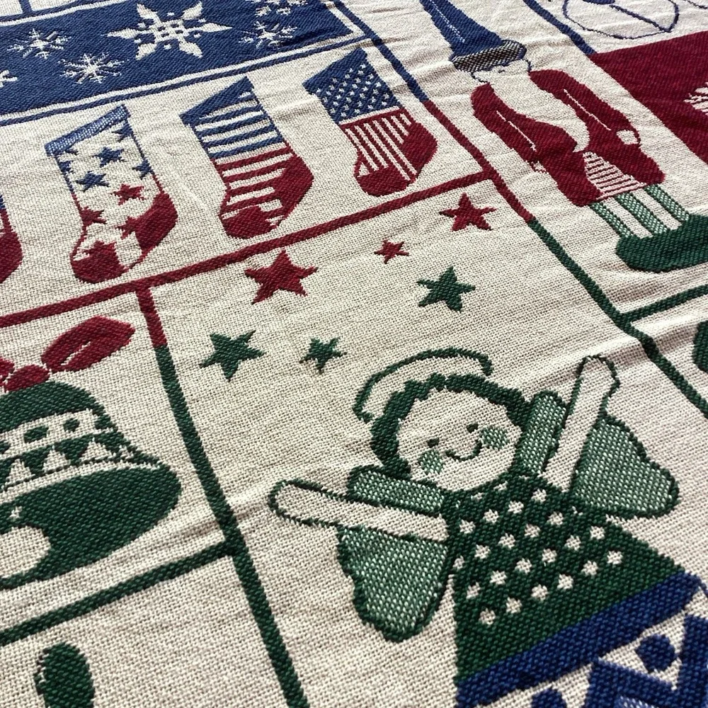 Holiday Throw Blanket Coming Home Tapestry Christmas Ornament Santa Decor Fringe